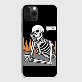 Чехол для iPhone 12 Pro Max с принтом Я В Порядке в Курске, Силикон |  | bones | fine | fire | flame | im | skeleton | skull | апатия | в | депрессия | кости | кружка | настроение | огонь | пламя | пожар | порядке | прострация | скелет | череп | эмоции | я