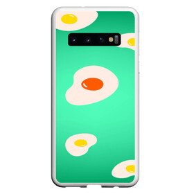 Чехол для Samsung Galaxy S10 с принтом Яйца на Зеленом Фоне в Курске, Силикон | Область печати: задняя сторона чехла, без боковых панелей | food | в топе | в тренде | еда | завтрак | зеленый | яичница | яйца