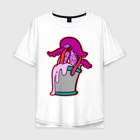 Мужская футболка хлопок Oversize с принтом Щупальца в ведре в Курске, 100% хлопок | свободный крой, круглый ворот, “спинка” длиннее передней части | Тематика изображения на принте: octopus | ведро | краски | осьминог | щупальца