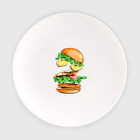 Тарелка с принтом King Burger в Курске, фарфор | диаметр - 210 мм
диаметр для нанесения принта - 120 мм | Тематика изображения на принте: burger | burger king | king | бургер | гамбургер