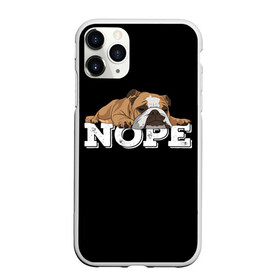 Чехол для iPhone 11 Pro матовый с принтом Ленивый Бульдог в Курске, Силикон |  | animals | bulldog | dog | english | lazy | meme | memes | nope | английский | бульдог | дог | животные | ленивый | мем | нет | пес | собака
