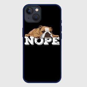 Чехол для iPhone 13 с принтом Ленивый Бульдог в Курске,  |  | animals | bulldog | dog | english | lazy | meme | memes | nope | английский | бульдог | дог | животные | ленивый | мем | нет | пес | собака