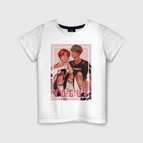 Детская футболка хлопок с принтом BTS Vogue в Курске, 100% хлопок | круглый вырез горловины, полуприлегающий силуэт, длина до линии бедер | bts | pop | битиэс | бтс | ви | джей хоуп | джонгук | корейцы | музыка | поп | попса | рм | чимин | чин сюги