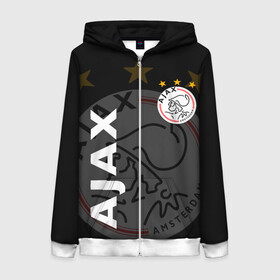 Женская толстовка 3D на молнии с принтом FC AJAX AMSTERDAM / ФК АЯКС в Курске, 100% полиэстер | длина до линии бедра, манжеты и пояс оформлены мягкой тканевой резинкой, двухслойный капюшон со шнурком для регулировки, спереди молния, по бокам два кармана | ajax amsterdam | fifa | football | football club. | sport | uefa | английская премьер лига | аякс амстердам | лига финал | матч | спорт | уефа | финал | фифа | футбол | футбольный клуб