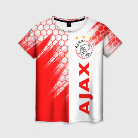 Женская футболка 3D с принтом FC AJAX AMSTERDAM / ФК АЯКС в Курске, 100% полиэфир ( синтетическое хлопкоподобное полотно) | прямой крой, круглый вырез горловины, длина до линии бедер | ajax amsterdam | fifa | football | football club. | sport | uefa | английская премьер лига | аякс амстердам | лига финал | матч | спорт | уефа | финал | фифа | футбол | футбольный клуб