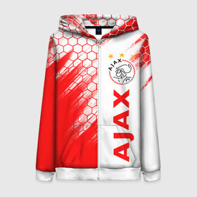 Женская толстовка 3D на молнии с принтом FC AJAX AMSTERDAM / ФК АЯКС в Курске, 100% полиэстер | длина до линии бедра, манжеты и пояс оформлены мягкой тканевой резинкой, двухслойный капюшон со шнурком для регулировки, спереди молния, по бокам два кармана | ajax amsterdam | fifa | football | football club. | sport | uefa | английская премьер лига | аякс амстердам | лига финал | матч | спорт | уефа | финал | фифа | футбол | футбольный клуб