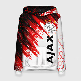 Женская толстовка 3D с принтом FC AJAX AMSTERDAM / ФК АЯКС в Курске, 100% полиэстер  | двухслойный капюшон со шнурком для регулировки, мягкие манжеты на рукавах и по низу толстовки, спереди карман-кенгуру с мягким внутренним слоем. | ajax amsterdam | fifa | football | football club. | sport | uefa | английская премьер лига | аякс амстердам | лига финал | матч | спорт | уефа | финал | фифа | футбол | футбольный клуб