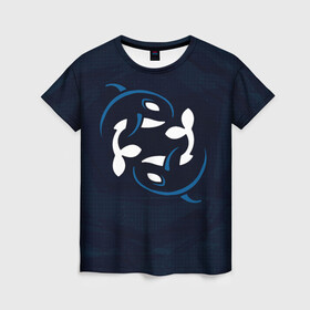 Женская футболка 3D с принтом Косатки в Курске, 100% полиэфир ( синтетическое хлопкоподобное полотно) | прямой крой, круглый вырез горловины, длина до линии бедер | whale | кит | киты | косатка | косатки | море | пара