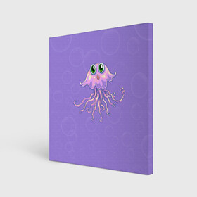 Холст квадратный с принтом Осьминог милый в Курске, 100% ПВХ |  | cute | octopus | милый | осьминог | осьминожка | тентакли