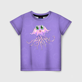Детская футболка 3D с принтом Осьминог милый в Курске, 100% гипоаллергенный полиэфир | прямой крой, круглый вырез горловины, длина до линии бедер, чуть спущенное плечо, ткань немного тянется | cute | octopus | милый | осьминог | осьминожка | тентакли