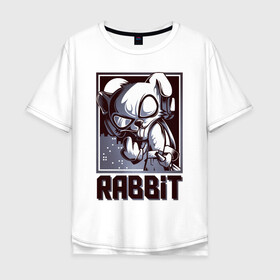 Мужская футболка хлопок Oversize с принтом Rabbit в Курске, 100% хлопок | свободный крой, круглый ворот, “спинка” длиннее передней части | арт | графика | животные | заяц | звери | кролик