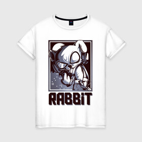 Женская футболка хлопок с принтом Rabbit в Курске, 100% хлопок | прямой крой, круглый вырез горловины, длина до линии бедер, слегка спущенное плечо | арт | графика | животные | заяц | звери | кролик