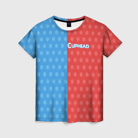 Женская футболка 3D с принтом Title CAPHEAD  в Курске, 100% полиэфир ( синтетическое хлопкоподобное полотно) | прямой крой, круглый вырез горловины, длина до линии бедер | caphead | cup | mugman | друг | капхейд | кружка | мугман