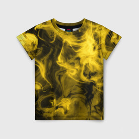 Детская футболка 3D с принтом Желтый Неоновый Дым в Курске, 100% гипоаллергенный полиэфир | прямой крой, круглый вырез горловины, длина до линии бедер, чуть спущенное плечо, ткань немного тянется | smoke | дым | неон | разводы | смог