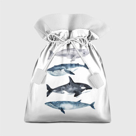 Подарочный 3D мешок с принтом киты в Курске, 100% полиэстер | Размер: 29*39 см | ocean | orca | sea | sea animal | whale | белуха | дельфин | касатка | кит | море | океан | рисунок кита | синий кит
