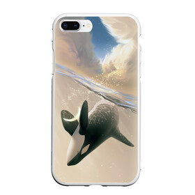 Чехол для iPhone 7Plus/8 Plus матовый с принтом косатка в Курске, Силикон | Область печати: задняя сторона чехла, без боковых панелей | Тематика изображения на принте: ocean | orca | sea | sea animal | whale | дельфин | касатка | кит | море | океан | рисунок кита