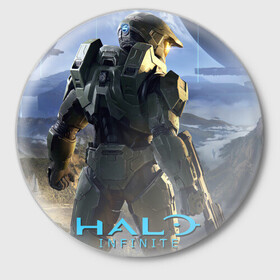 Значок с принтом Halo Infinite в Курске,  металл | круглая форма, металлическая застежка в виде булавки | Тематика изображения на принте: game | games | halo | infinite | microsoft | xbox