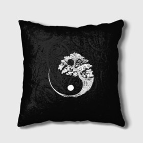 Подушка 3D с принтом Yin and Yang. Bonsai Tree в Курске, наволочка – 100% полиэстер, наполнитель – холлофайбер (легкий наполнитель, не вызывает аллергию). | состоит из подушки и наволочки. Наволочка на молнии, легко снимается для стирки | black | bonsai | buddhism | dualism | esotericism | evil | good | japan | negative | philosophy | positive | tree | white | yang | yin | zen | белое | бонсай | буддизм | дерево | дзен | добро | древо | дуализм | зло | инь | негатив | позитив | философия |