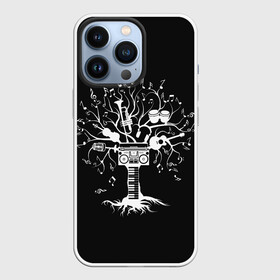 Чехол для iPhone 13 Pro с принтом Музыкальное Дерево в Курске,  |  | boombox | branches | clef | drum | drums | guitar | keys | music | roots | sheet | synthesizer | treble | tree | turntable | барабаны | белое | бумбокс | ветви | ветки | гитара | дерево | клавиши | ключ | корни | музыка | ноты | проигрыватель | синтезатор