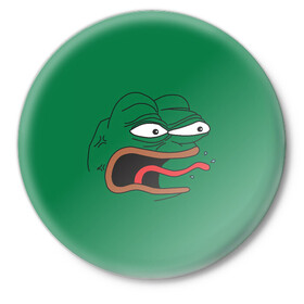 Значок с принтом Pepe skin в Курске,  металл | круглая форма, металлическая застежка в виде булавки | kekw | mem | pepe | smile | smiles | twitch | мемы | пепе | рофлан | смайл | смайлы | твитч