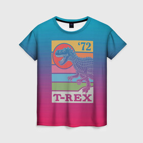 Женская футболка 3D с принтом T-rex Dino 72 в Курске, 100% полиэфир ( синтетическое хлопкоподобное полотно) | прямой крой, круглый вырез горловины, длина до линии бедер | dino | rex | roar | t rex | дино | динозавр | динозавры