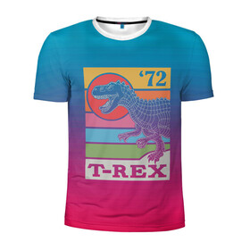 Мужская футболка 3D спортивная с принтом T-rex Dino 72 в Курске, 100% полиэстер с улучшенными характеристиками | приталенный силуэт, круглая горловина, широкие плечи, сужается к линии бедра | dino | rex | roar | t rex | дино | динозавр | динозавры