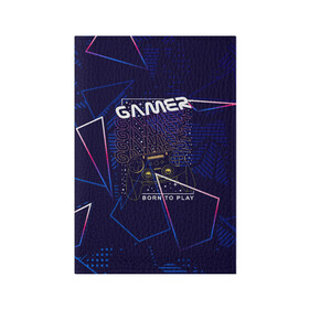 Обложка для паспорта матовая кожа с принтом GAMER gamepad в Курске, натуральная матовая кожа | размер 19,3 х 13,7 см; прозрачные пластиковые крепления | Тематика изображения на принте: gamer | джойстик | игра | игрок | игроман