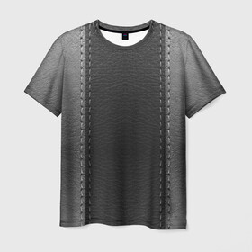 Мужская футболка 3D с принтом Черно-Серая Кожа в Курске, 100% полиэфир | прямой крой, круглый вырез горловины, длина до линии бедер | leather | skin | stripes | кожа | полосы