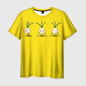 Мужская футболка 3D с принтом Лук репчатый в Курске, 100% полиэфир | прямой крой, круглый вырез горловины, длина до линии бедер | инженер | органика | правильное питание | растения | три фасада