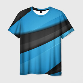 Мужская футболка 3D с принтом Blue Sport Style в Курске, 100% полиэфир | прямой крой, круглый вырез горловины, длина до линии бедер | Тематика изображения на принте: 3d | 3д | sport | абстракция | линии | паттерн | соты | спортивный стиль | текстуры