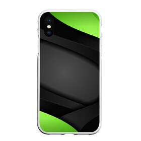 Чехол для iPhone XS Max матовый с принтом Green Black в Курске, Силикон | Область печати: задняя сторона чехла, без боковых панелей | 3d | 3д | sport | абстракция | линии | паттерн | соты | спортивный стиль | текстуры