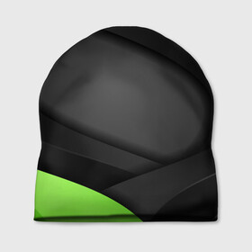 Шапка 3D с принтом Green Black в Курске, 100% полиэстер | универсальный размер, печать по всей поверхности изделия | 3d | 3д | sport | абстракция | линии | паттерн | соты | спортивный стиль | текстуры