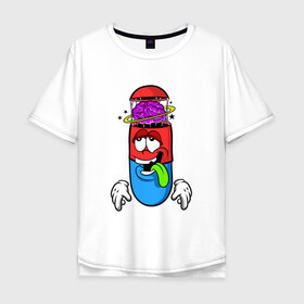 Мужская футболка хлопок Oversize с принтом Моя пилюля в Курске, 100% хлопок | свободный крой, круглый ворот, “спинка” длиннее передней части | Тематика изображения на принте: pils | кайфовая жизнь | мозг | пилюля