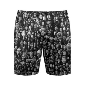 Мужские шорты спортивные с принтом Мрачные портреты в Курске,  |  | halloween | лица | мрачное | портреты | страшное | сюрреализм | ужасы
