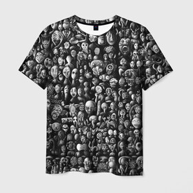 Мужская футболка 3D с принтом Мрачные портреты в Курске, 100% полиэфир | прямой крой, круглый вырез горловины, длина до линии бедер | Тематика изображения на принте: halloween | лица | мрачное | портреты | страшное | сюрреализм | ужасы