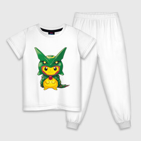 Детская пижама хлопок с принтом Пикачу в костюме дракона в Курске, 100% хлопок |  брюки и футболка прямого кроя, без карманов, на брюках мягкая резинка на поясе и по низу штанин
 | anime | picachu | pikachu | аниме | милый | пика | пикачу | покебол | покемон