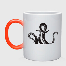 Кружка хамелеон с принтом Щупальца осьминога в Курске, керамика | меняет цвет при нагревании, емкость 330 мл | cute | octopus | милый | осьминог | осьминожка | тентакли | щупальца