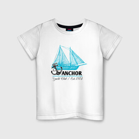 Детская футболка хлопок с принтом Корабль якорь в Курске, 100% хлопок | круглый вырез горловины, полуприлегающий силуэт, длина до линии бедер | anchor | кораблик | корабль | море | океан | шварт | якори | якорь | яхта