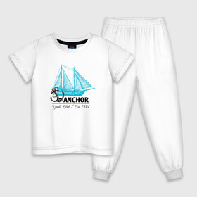 Детская пижама хлопок с принтом Корабль якорь в Курске, 100% хлопок |  брюки и футболка прямого кроя, без карманов, на брюках мягкая резинка на поясе и по низу штанин
 | anchor | кораблик | корабль | море | океан | шварт | якори | якорь | яхта