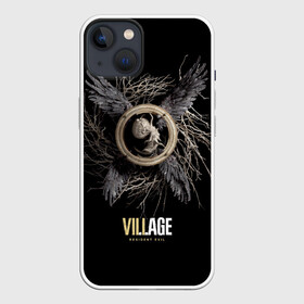 Чехол для iPhone 13 с принтом Resident Evil Village в Курске,  |  | resident evil village | деревня | компьютерная игра | обитель зла | сухие ветки | черные крылья | эмблема