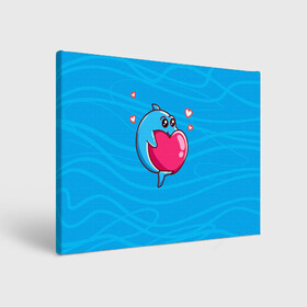 Холст прямоугольный с принтом Дельфин с сердечком в Курске, 100% ПВХ |  | dolphin | дельфин | дельфинчик | море | морские | на голубом | с дельфином | с сердцем | сердечко