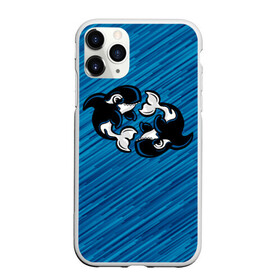 Чехол для iPhone 11 Pro матовый с принтом Две косатки в Курске, Силикон |  | Тематика изображения на принте: whale | кит | косатка | косатки | на синем | с косатками