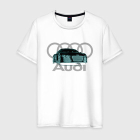 Мужская футболка хлопок с принтом Audi в Курске, 100% хлопок | прямой крой, круглый вырез горловины, длина до линии бедер, слегка спущенное плечо. | audi | auto | sport | авто | автомобили | автомобиль | автомобильные | бренд | внедорожники | легковые | марка | спорт