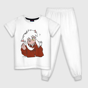 Детская пижама хлопок с принтом Chibi Inuyasha в Курске, 100% хлопок |  брюки и футболка прямого кроя, без карманов, на брюках мягкая резинка на поясе и по низу штанин
 | anime | chibi | inuyasha | kitsune | youkai | аниме | ёкай | инуяша | кицуне | чиби