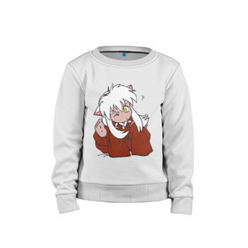 Детский свитшот хлопок с принтом Chibi Inuyasha в Курске, 100% хлопок | круглый вырез горловины, эластичные манжеты, пояс и воротник | anime | chibi | inuyasha | kitsune | youkai | аниме | ёкай | инуяша | кицуне | чиби