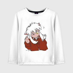 Детский лонгслив хлопок с принтом Chibi Inuyasha в Курске, 100% хлопок | круглый вырез горловины, полуприлегающий силуэт, длина до линии бедер | anime | chibi | inuyasha | kitsune | youkai | аниме | ёкай | инуяша | кицуне | чиби