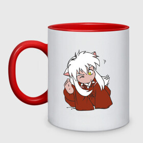 Кружка двухцветная с принтом Chibi Inuyasha в Курске, керамика | объем — 330 мл, диаметр — 80 мм. Цветная ручка и кайма сверху, в некоторых цветах — вся внутренняя часть | anime | chibi | inuyasha | kitsune | youkai | аниме | ёкай | инуяша | кицуне | чиби