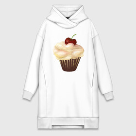 Платье-худи хлопок с принтом Cupcake with cherry art в Курске,  |  | art | cherry | cooking | cupcake | vypichka | yummy | арт | вишня | вкусняшка | выпичка | кекс | кулинария