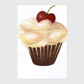 Магнитный плакат 2Х3 с принтом Cupcake with cherry art в Курске, Полимерный материал с магнитным слоем | 6 деталей размером 9*9 см | Тематика изображения на принте: art | cherry | cooking | cupcake | vypichka | yummy | арт | вишня | вкусняшка | выпичка | кекс | кулинария