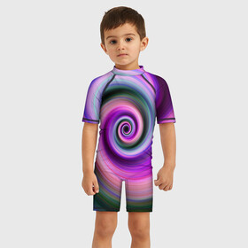 Детский купальный костюм 3D с принтом Вихрь Красок в Курске, Полиэстер 85%, Спандекс 15% | застежка на молнии на спине | centrifuge | paints art | абстракция | вихрь | цетрифуга